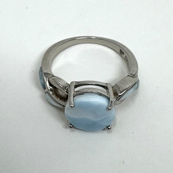 Sterling Silver Ring with Larimar Sky Blue Round gemstone - Picture 3 of 6